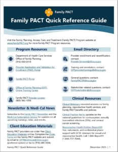 Quick Reference Guides | California Family PACT